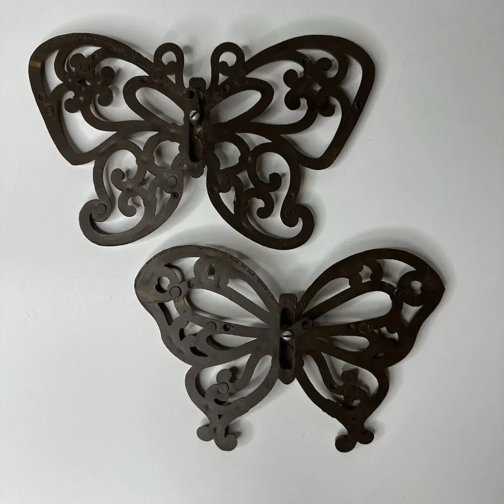 Vintage Syroco Homeco Butterfly Wall Hanging Set Of 2 Brown Decor Plaque‎ MCM
